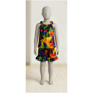 Ensemble Fille Maille Tie-Dye Multicolore 3-7 Ans Haut Short