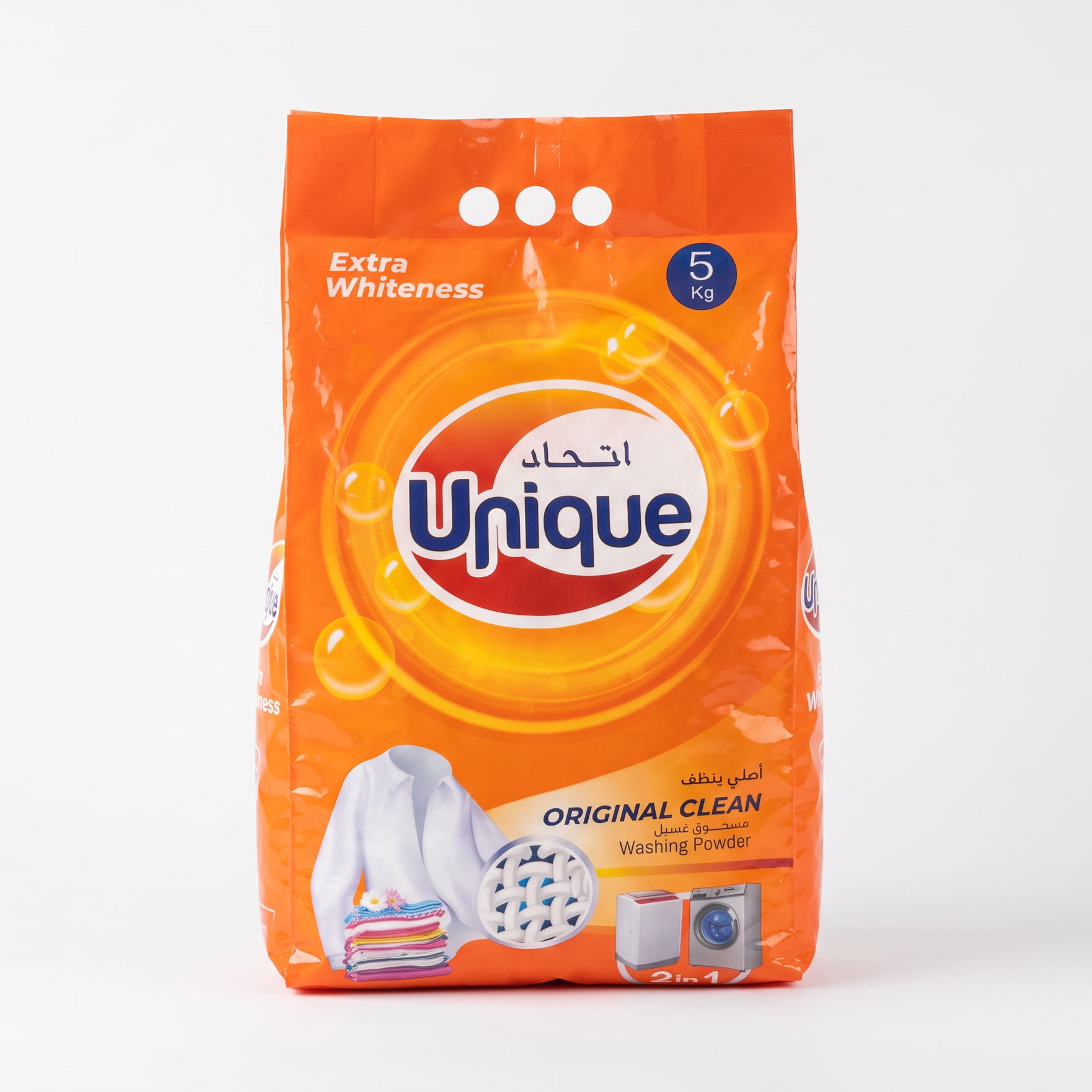Sachet de Détergent Poudre Unique 5kg Original Clean Extra Whiteness