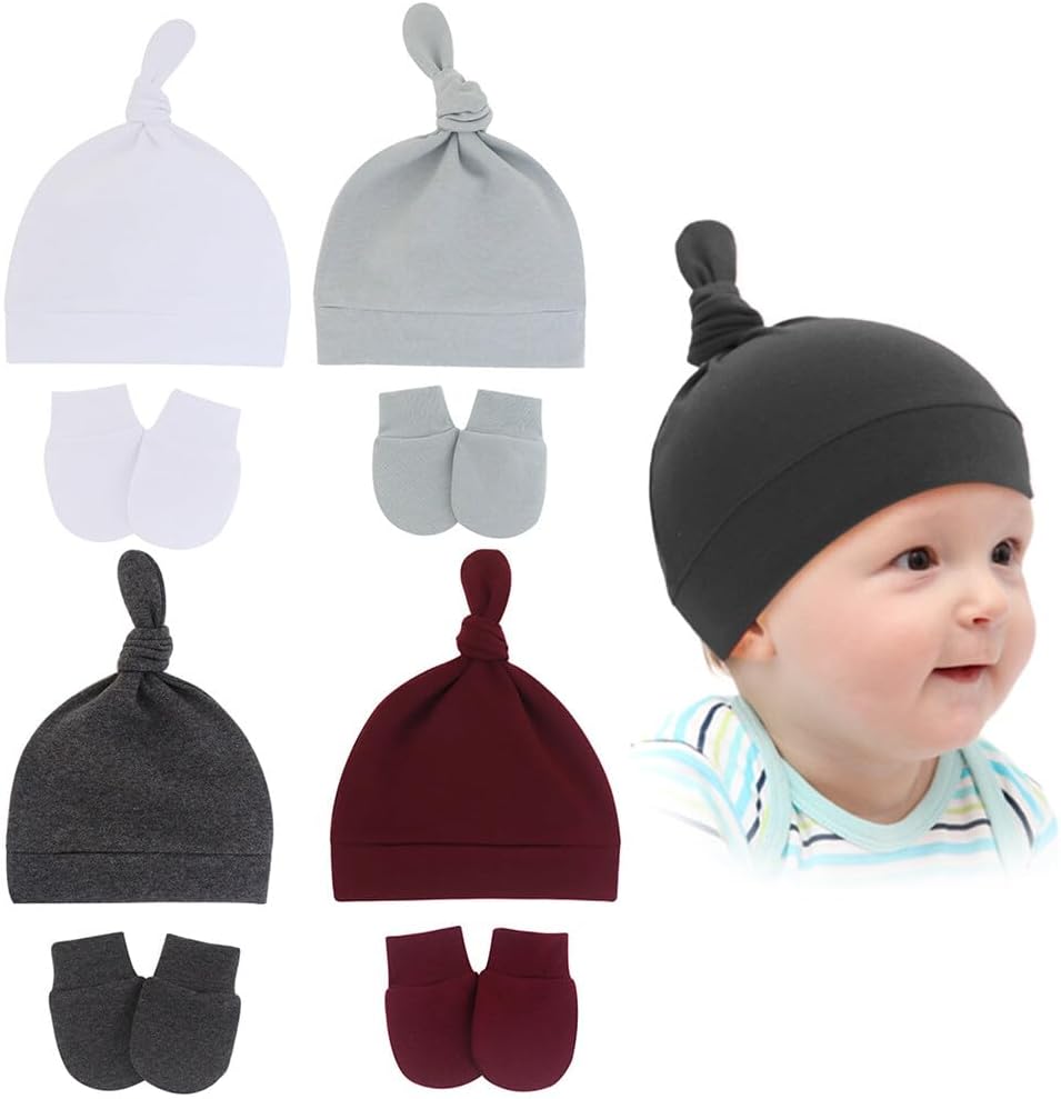 Bonnet Naissance et Mitaines Anti-Griffe Bébé Coton 0-1 An – Image 2
