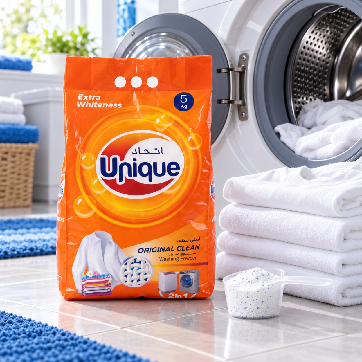 Détergent Poudre Unique 5kg Original Clean Extra Whiteness – Image 2