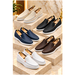Santoni Mocassins Homme Slip-On Cuir Semelle Blanche 40-46