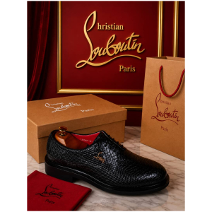 Chaussures Louboutin Homme Cuir Noir Texturé Semelle Rouge 40-46