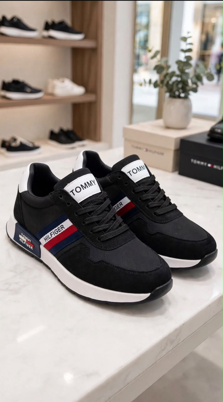 Tommy Hilfiger Core Runner Baskets Basses Homme vue de dessus et languette logo