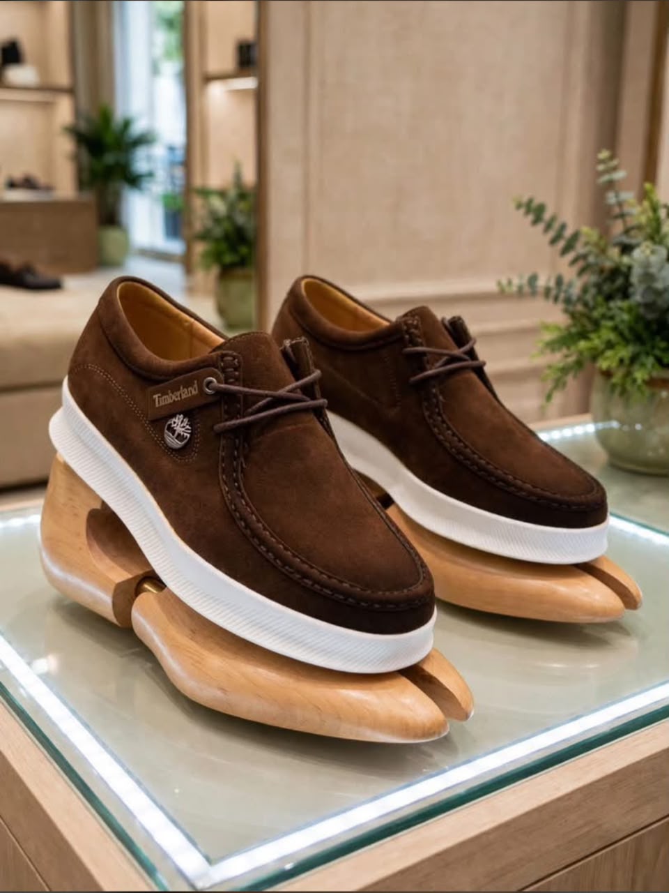 Timberland Mocassins Suédine Marron Semelle Blanche détail de la semelle