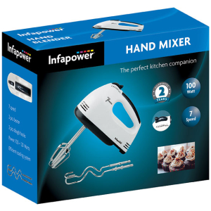 Batteur à Main Infapower X101 100W 7 Vitesses Fouets Crochets